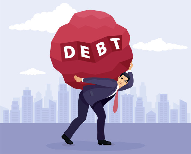 商人肩上背负着债务。大的石头。图片下载