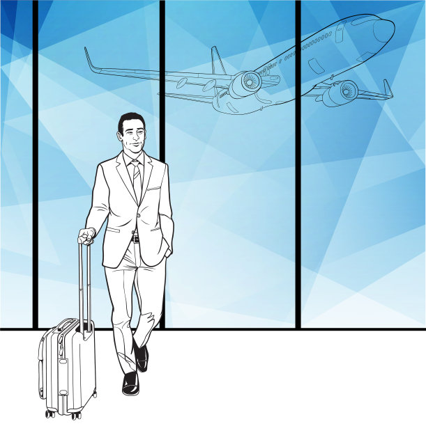 在机场提着行李的商人图片下载