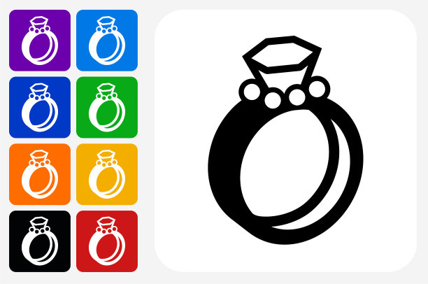 结婚戒指图标方形按钮设置图片下载
