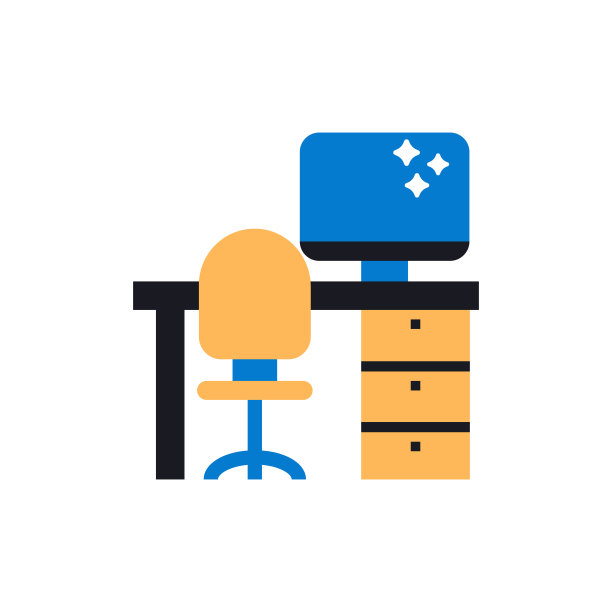 办公室清洁平面图标，平面设计矢量符号插图。图片下载