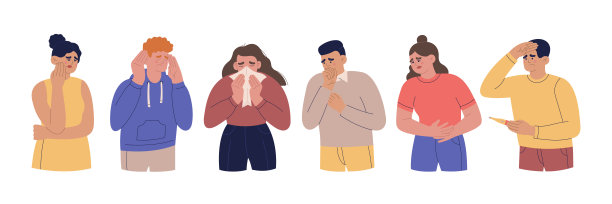 有不同疾病症状的人男人和女人感冒，牙痛图片下载