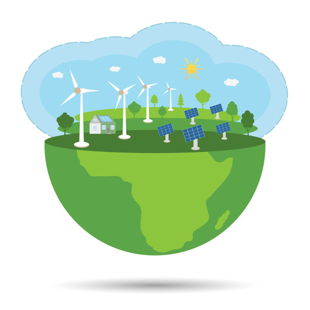 生态住宅，保护环境。地球的概念。可再生能源的智能住宅。地球日。认为绿色。图片下载