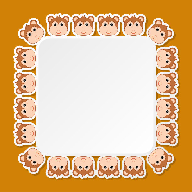 有方形框架的猴子，用来做横幅、海报和贺卡图片下载