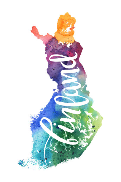 芬兰水彩栅格地图图片下载