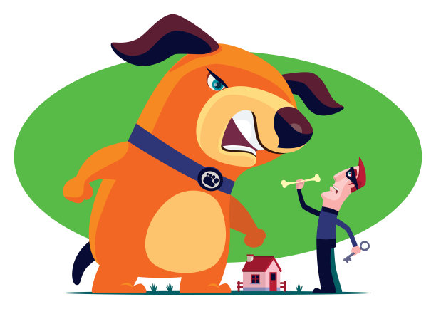 害怕小偷拿着骨头，遇见愤怒的狗图片下载