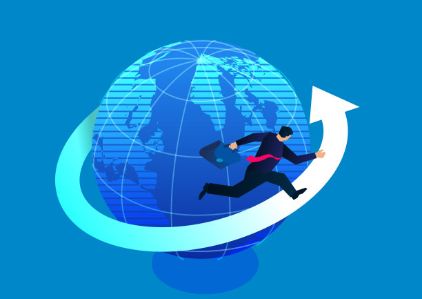 成功的事业与追求，商人跑在箭上绕地球图片下载