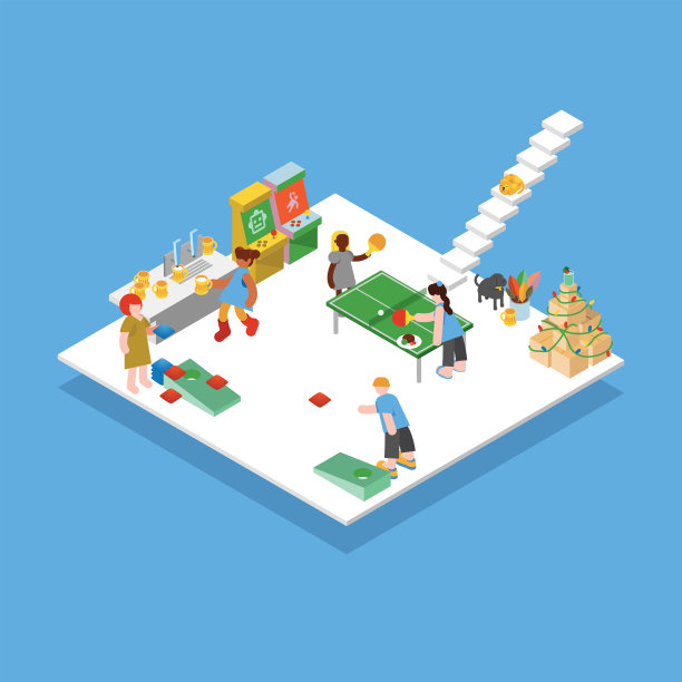 等距House Party - Office Party - Holiday celebration - Vector Art图片下载