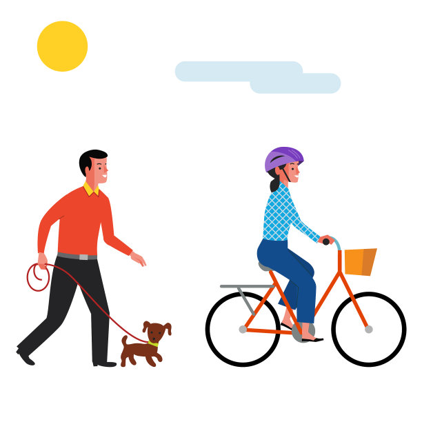 遛狗和骑自行车图片下载