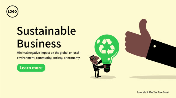 可持续商业与环保概念：大手点赞商人的回收标志灯泡创意图片下载