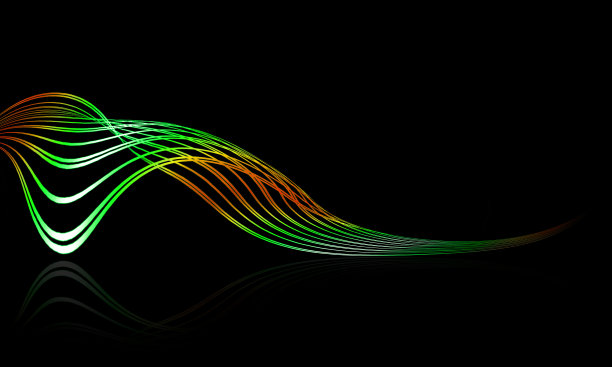 发光的多色波浪线在黑色的背景。图片下载
