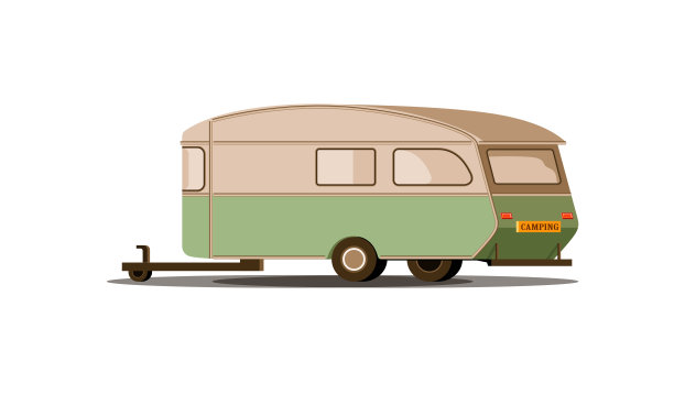 矢量插图的古董大篷车与平行的视角。图片下载