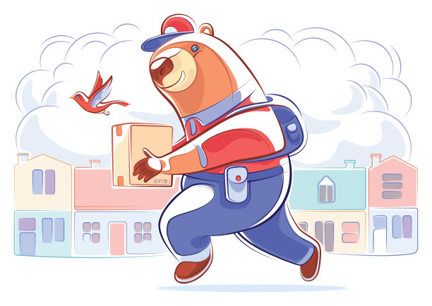 快递熊携带包裹图片下载