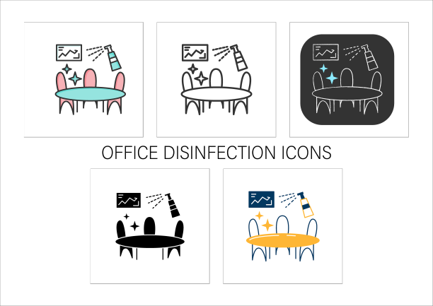 办公室消毒图标套装图片下载