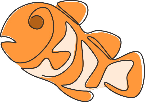 一个可爱的小丑鱼单线画图片下载