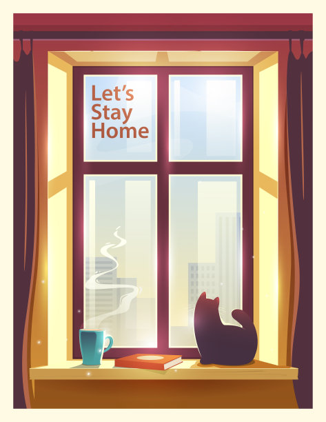 让我们呆在家里。媒介插图主题:自我隔离、冠状病毒、隔离、流行病、covid-19。图片下载