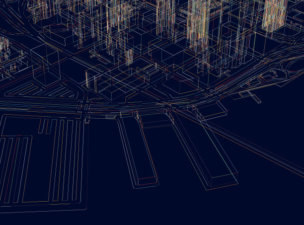 艺术插图地图，旧金山3D城市结构，靠近北海滩海岸线，美国图片下载
