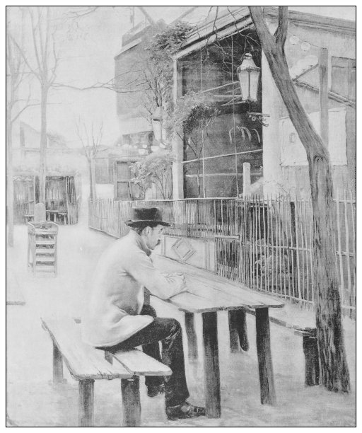 19世纪的古董名画:俄国画家S Russinol的《波西米亚人》图片下载