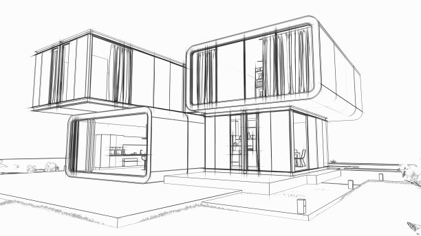 建筑师草稿，现代住宅图片下载