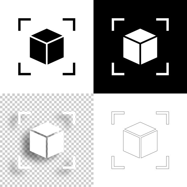 增强现实。图标设计。空白，白色和黑色背景-线图标图片下载