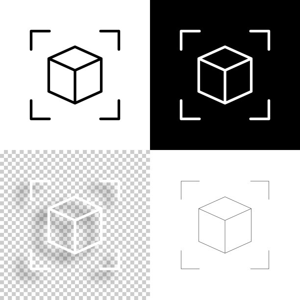 增强现实。图标设计。空白，白色和黑色背景-线图标图片下载