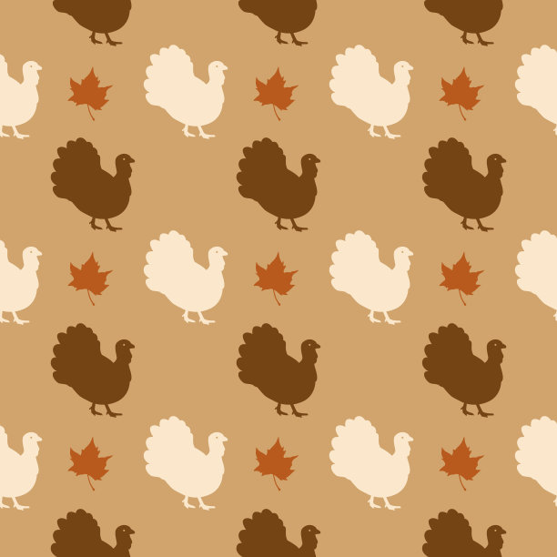 火鸡和枫叶的无缝图案图片下载