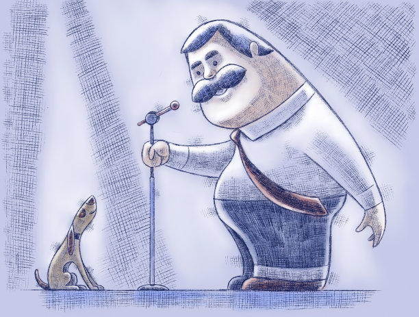 商人用狗做演讲图片下载