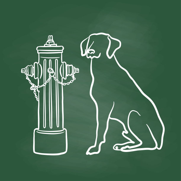 消防栓和狗黑板图片下载