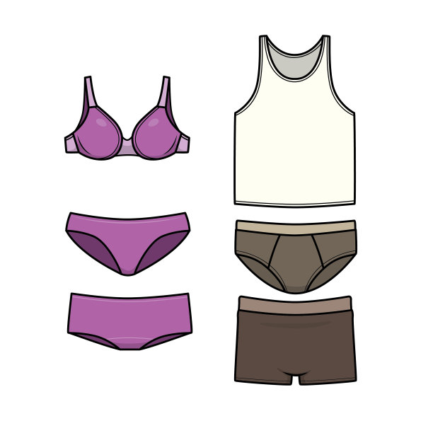 白色背景上隔离内衣的矢量插图。服装服装和配件概念。服装服装和配件概念。卡通人物。教育和学校孩子着色页，可打印，活动，工作表，抽认卡。图片下载