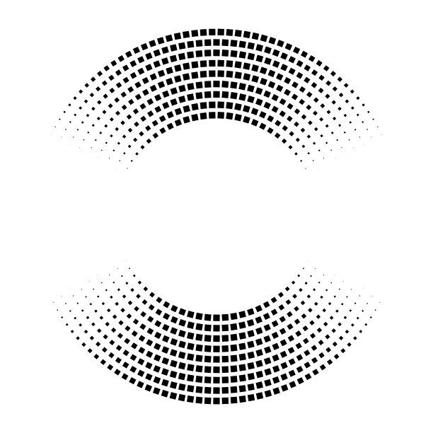 方形点衰减到x轴的圆形图案。图片下载