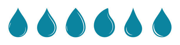 蓝色水滴图标集-平面矢量插图孤立在白色背景图片下载