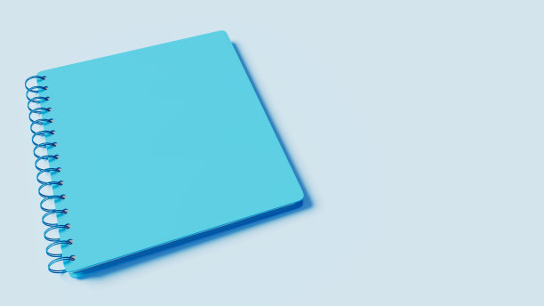 同色桌上的蓝色笔记本，学习科目和课程，3d插图图片下载