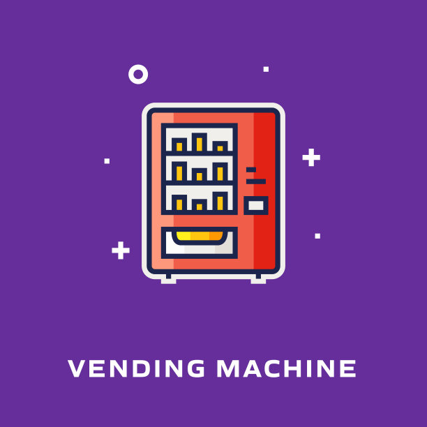 自动售货机平线图标，轮廓矢量符号说明。图片下载