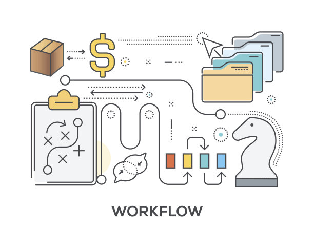 带图标的工作流概念图片下载