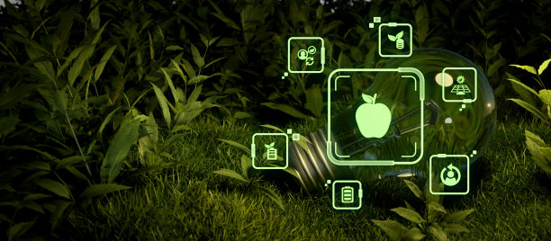 生态可持续性ESG灯泡现代化环境社会治理保护和企业社会责任政策。地球与森林背景旗帜背景3D渲染图片下载