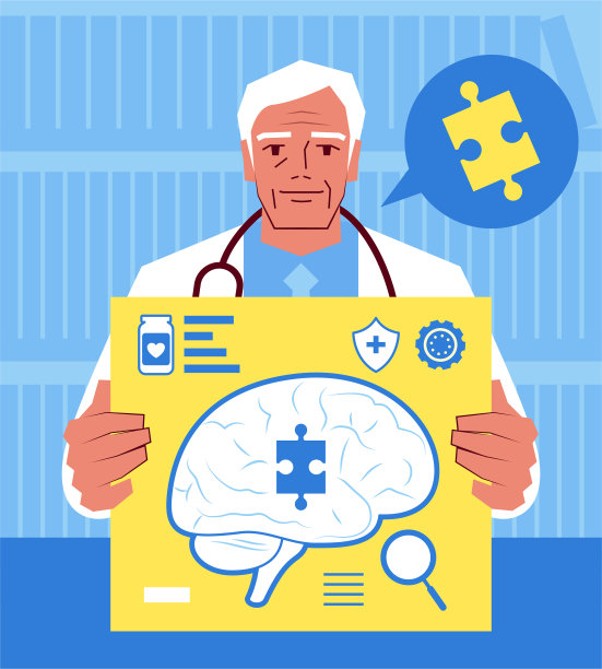 一位年长的医生展示了阿尔茨海默病的解决方案图片下载