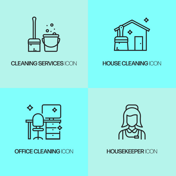 清洗相关的线条图标。向量符号说明。图片下载