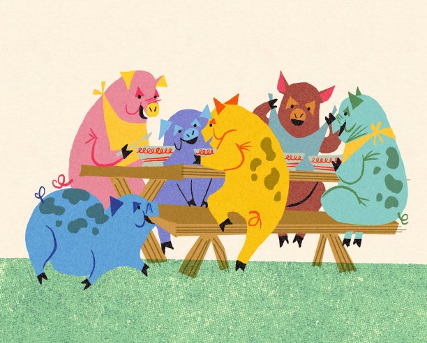 猪的野餐图片下载