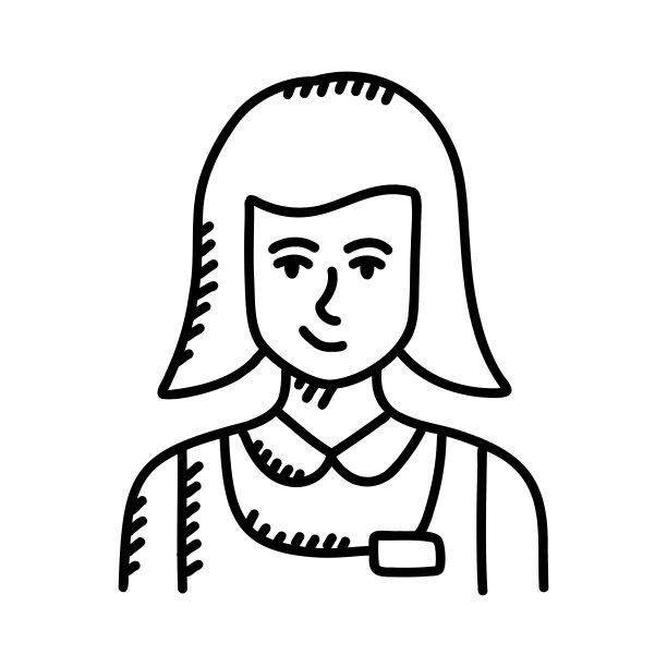 女仆化身手绘图标，涂鸦风格矢量插图图片下载