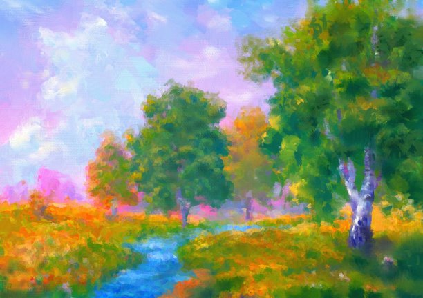 童话般的秋天风景在印象主义图片下载