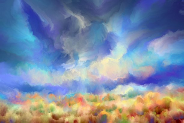 秋画山水，印象派图片下载