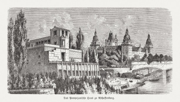 德国巴伐利亚州阿沙芬堡的庞贝纳姆木刻，1893年出版图片下载