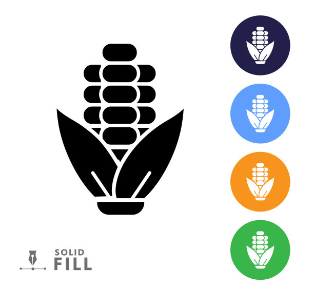 现代农场和农业玉米芯图标概念图片下载