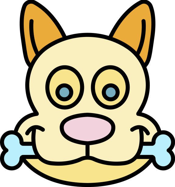 狗骨头抓图标颜色轮廓图片下载