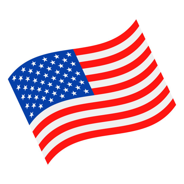 美国-挥舞旗帜矢量平面图标图片下载