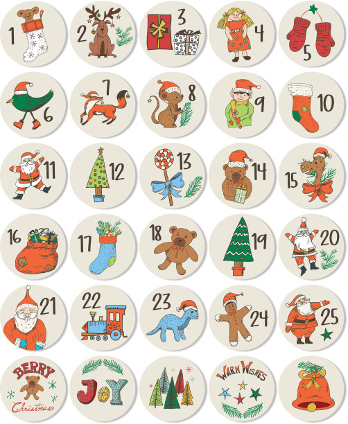 圣诞降临日历贴纸透明的背景图片下载