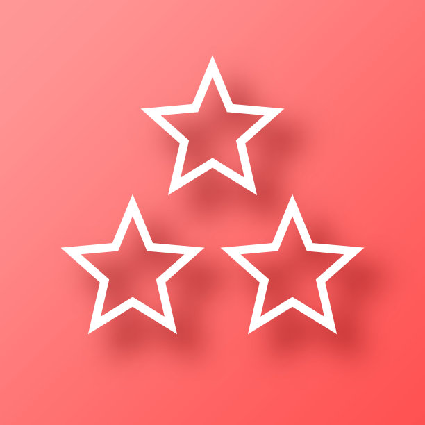 三颗星。图标在红色背景与阴影图片下载