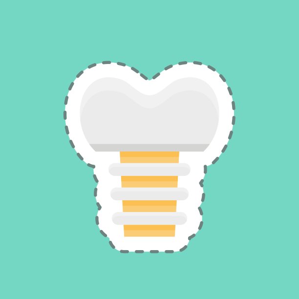 贴纸线切割种植牙。适用于医药标志。简单的设计可编辑。设计模板向量。简单的说明图片下载