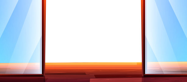 以卡通风格的暑假概念。在孤立的白色背景上打开带有露台的全景门。图片下载