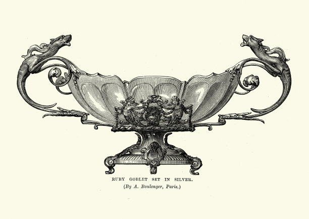 维多利亚装饰，莱比高脚杯在银，19世纪图片下载