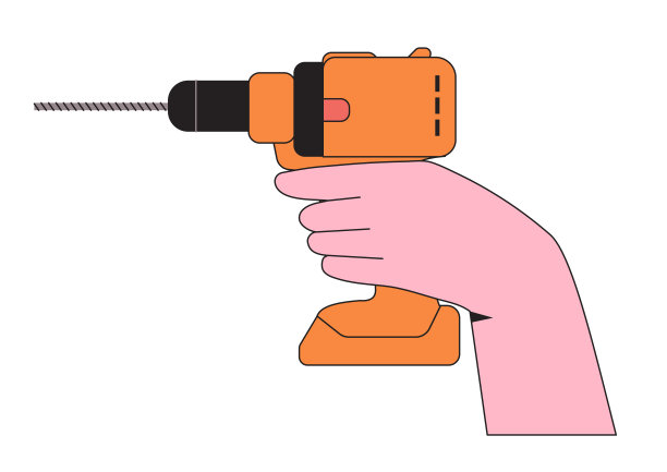 卡通手持扳手工具孤立在白色背景。矢量平面与轮廓插图或图标。家居装修或装修的标志概念。图片下载